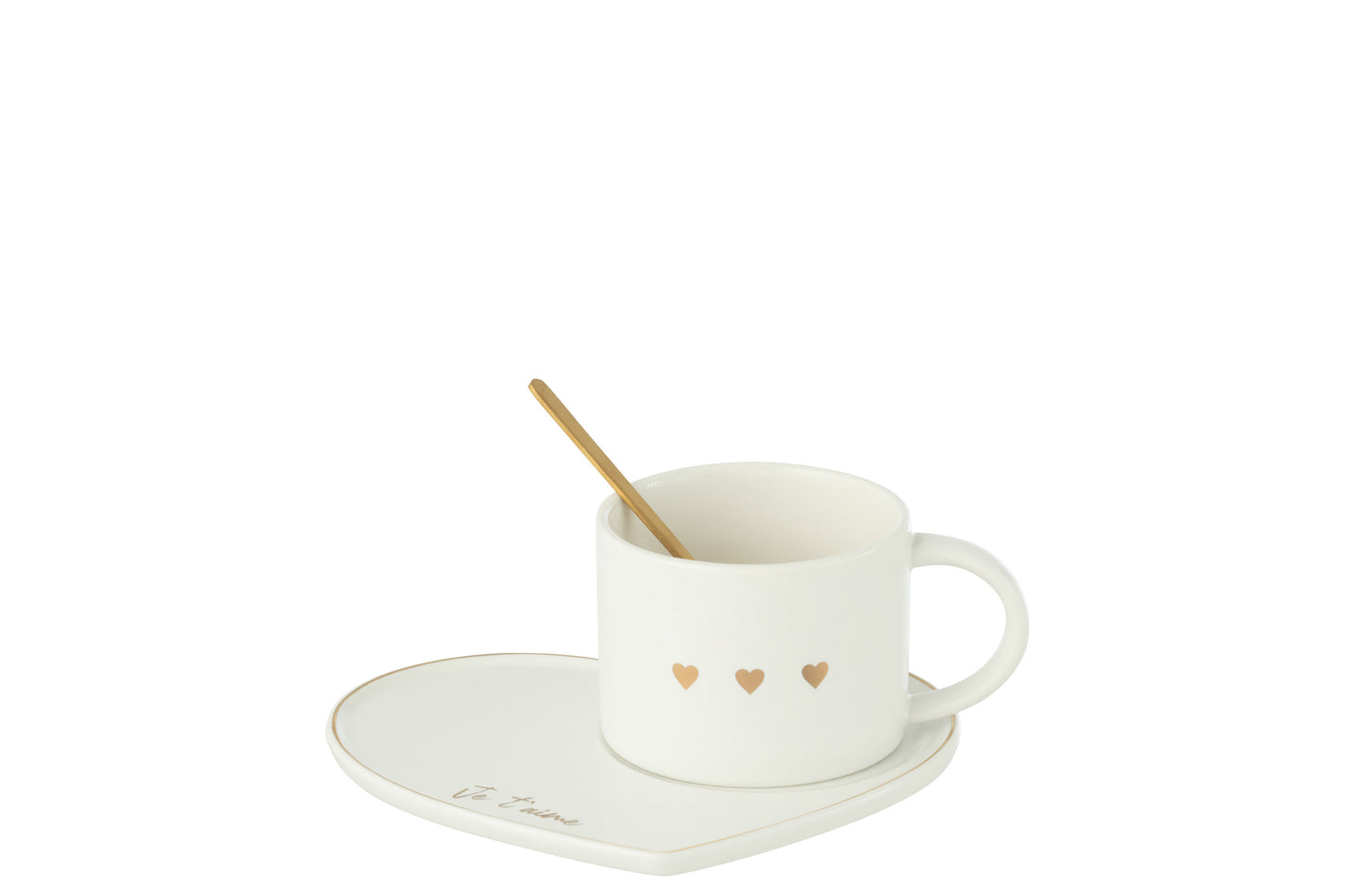 Tazza 3 cuori con piattino Je t'aime